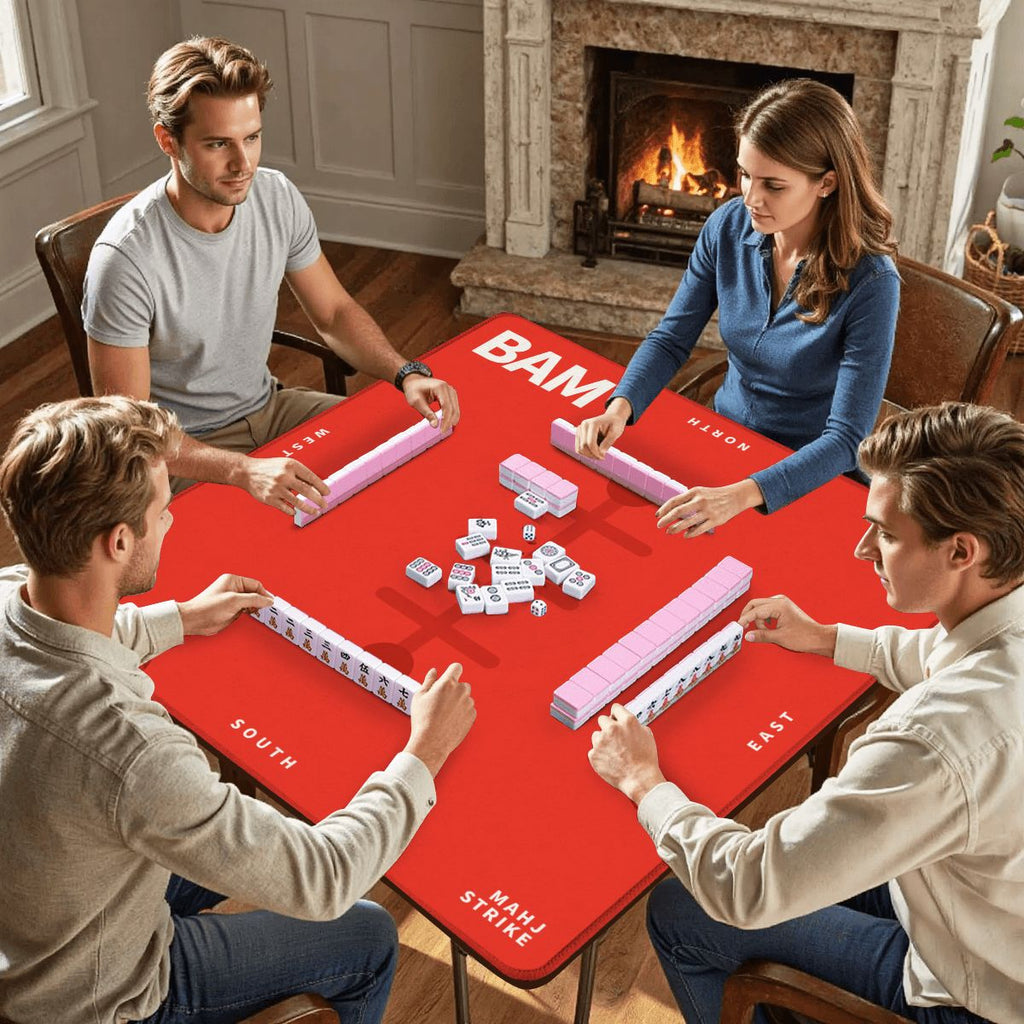 BAM mahjong mat on a table during game night