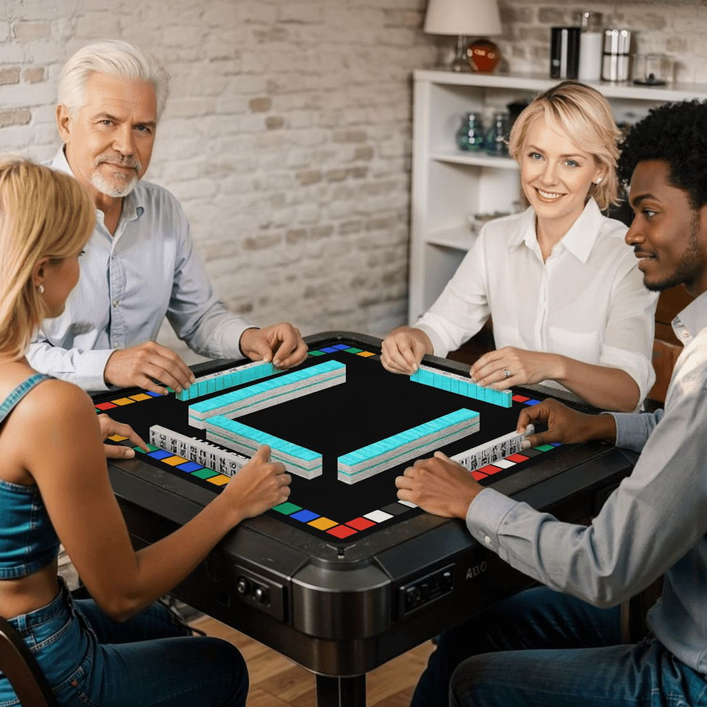 The Wall friends playing mahjong on the mat