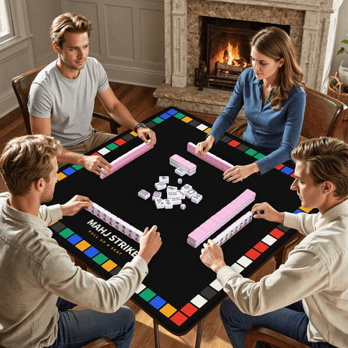 The Wall mahjong mat on a table during game night