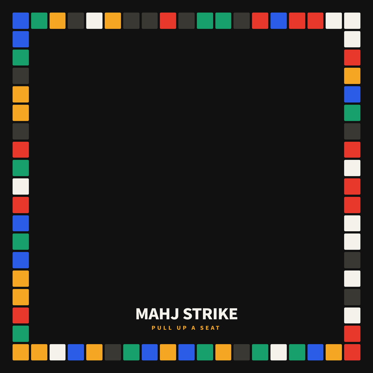The Wall mahjong mat: black mat framed by a border of multicolour tiles